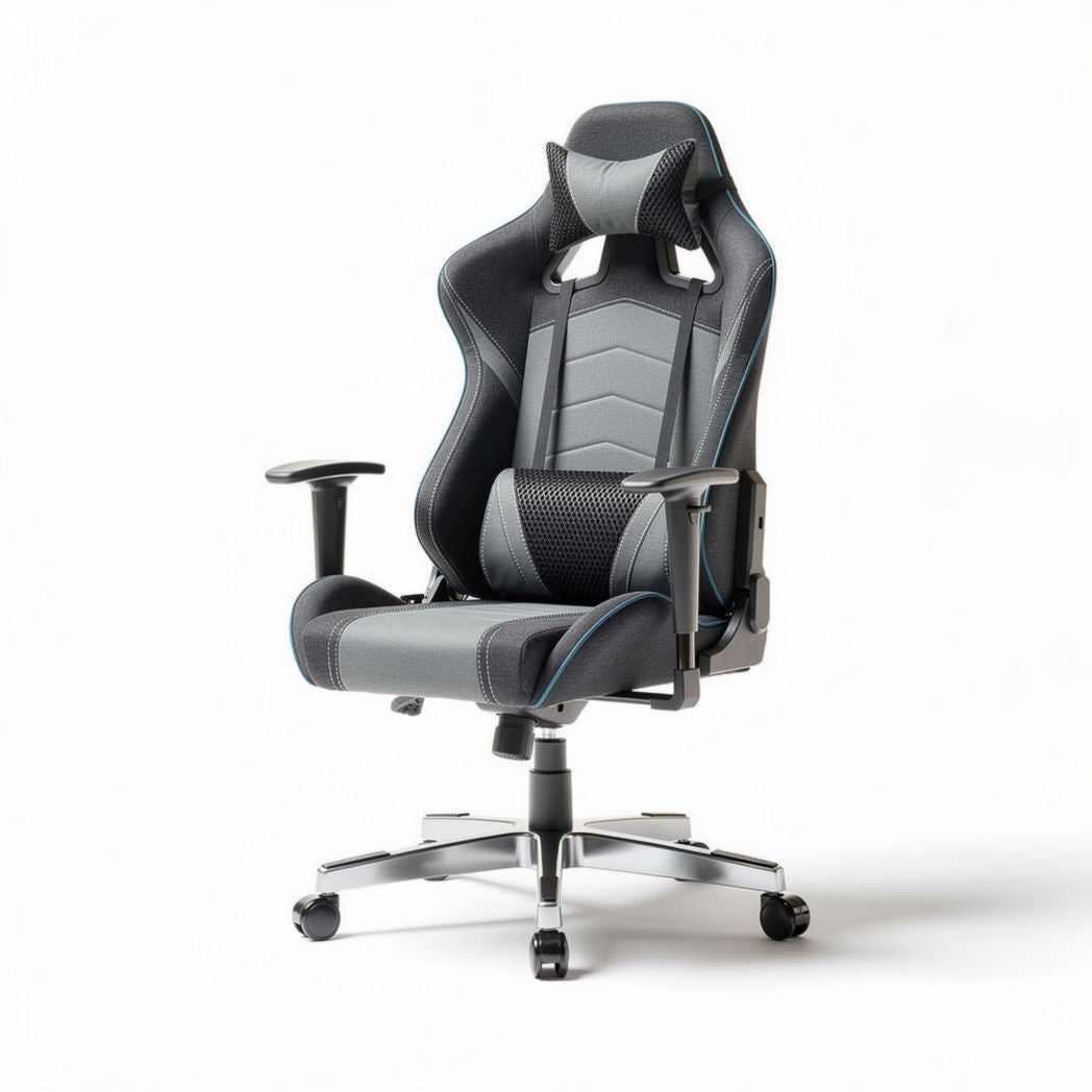 Fotel gamingowy ergonomiczny szary z siatką 70 x 70 x 120cm